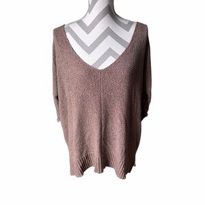 Womens‎ Blushing Brunette Oversized Crochet Knit Top Brown One Size